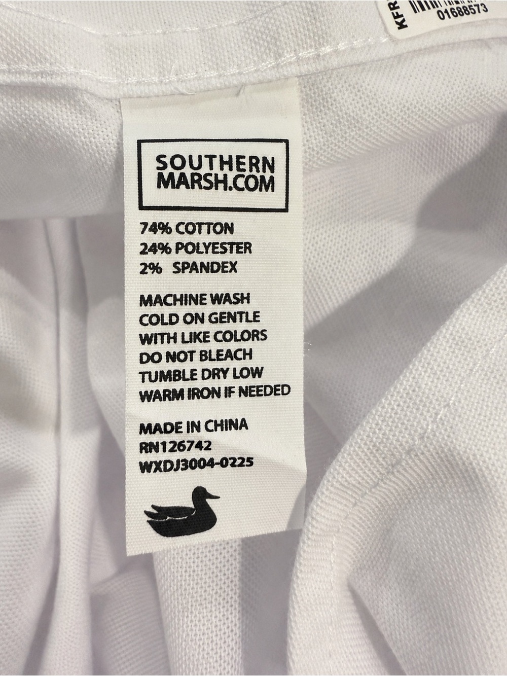 Southern Marsh Men's White Button-Down Shirt with Yellow Logo - Picture 4 of 7